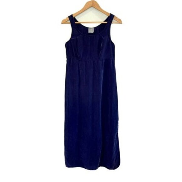 Vintage RRR Empire Waist Dress Blue Silky Rayon USA - Size 6M - Picture 1 of 4